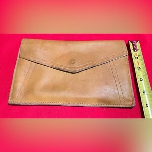 Vintage Tan Leather Envelope Clutch